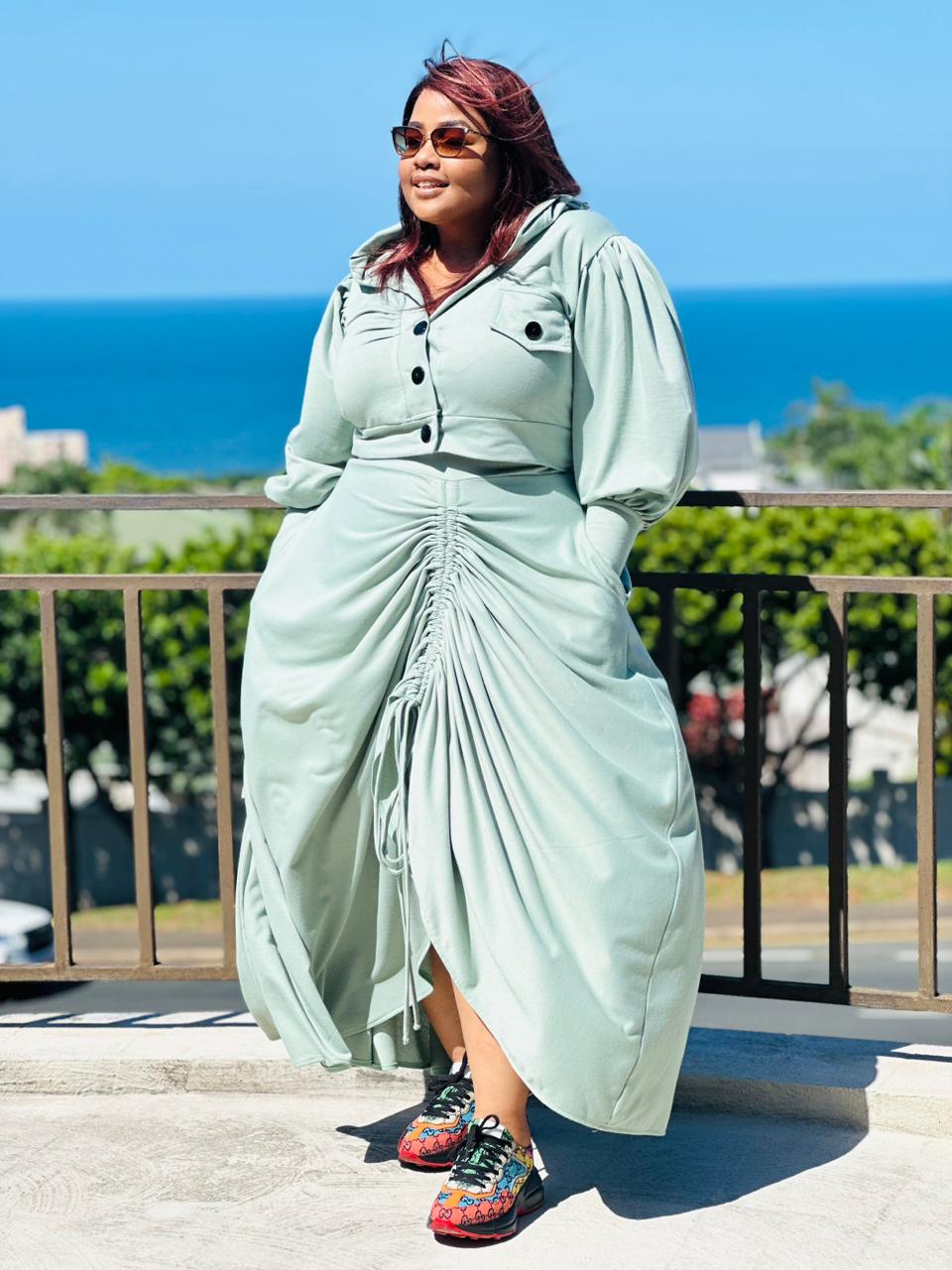 Olive Green Skirt with Hooded Top - Image 5