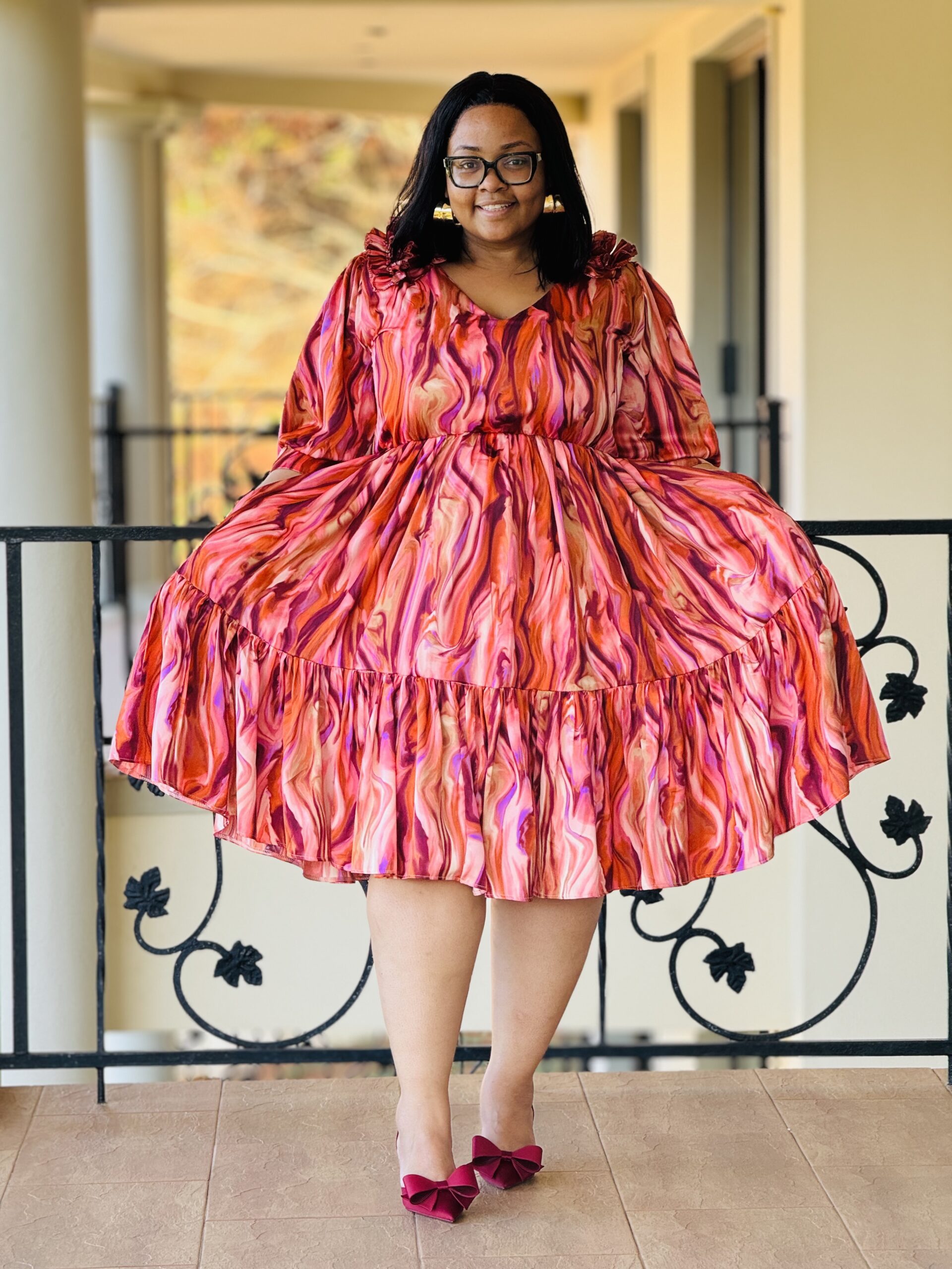 PRINTED SATIN FABRIC DRESS - Phatgalz 359 - Image 8