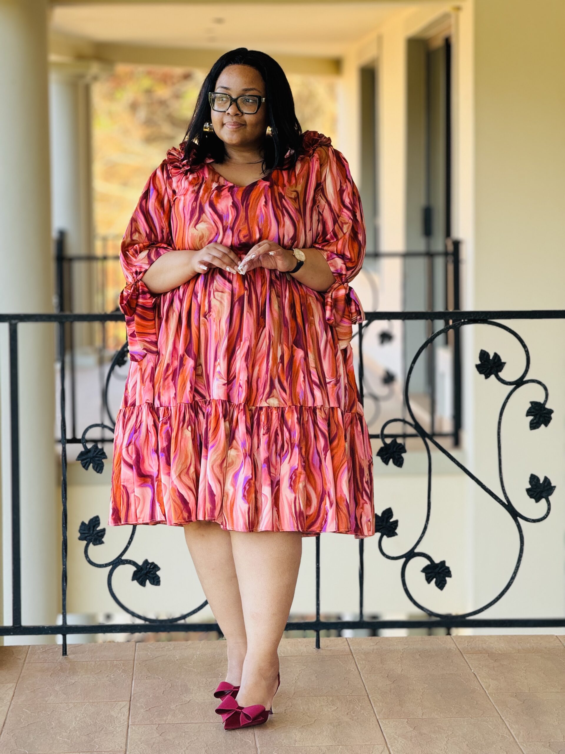 PRINTED SATIN FABRIC DRESS - Phatgalz 359 - Image 7