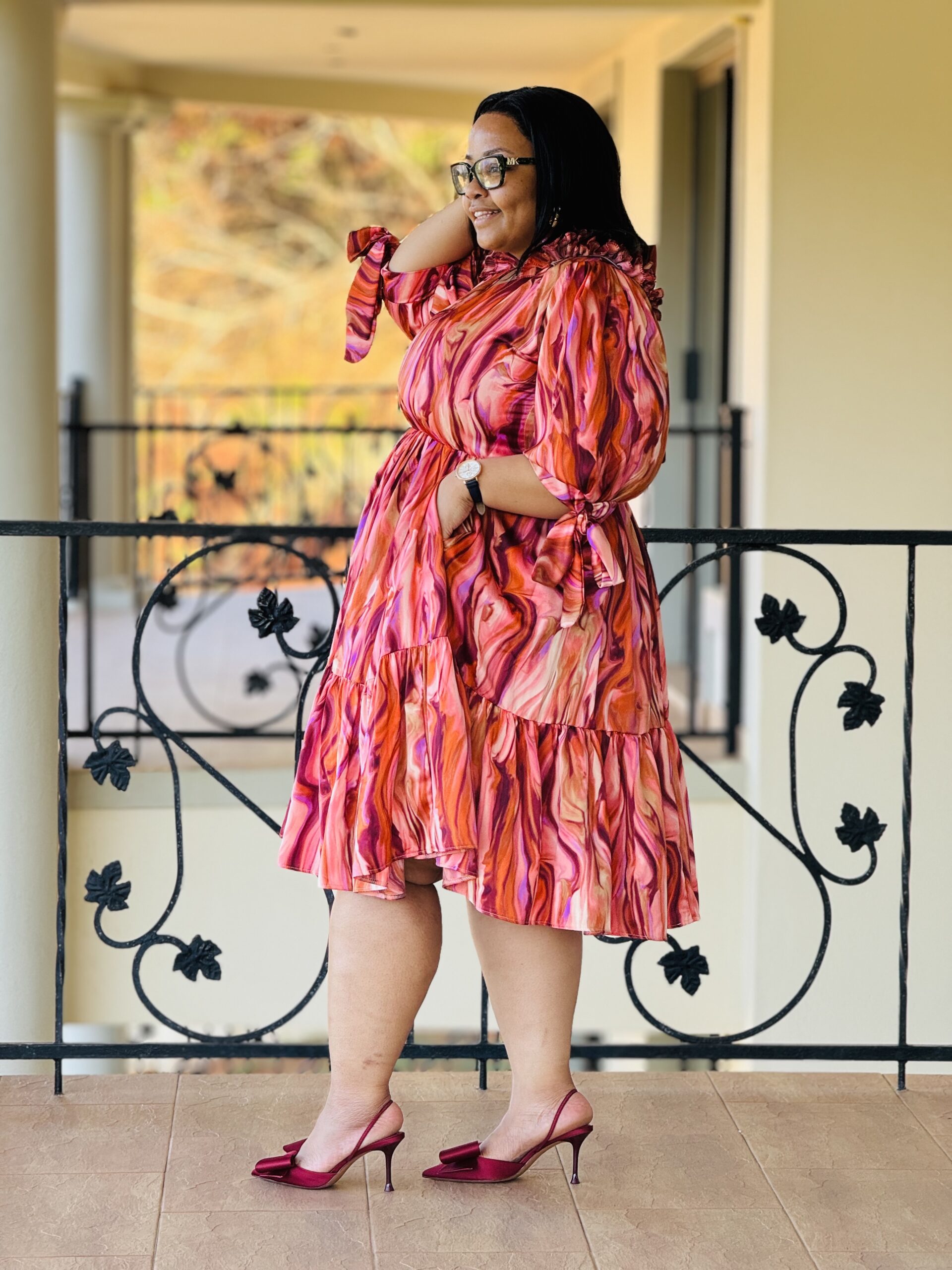 PRINTED SATIN FABRIC DRESS - Phatgalz 359 - Image 5