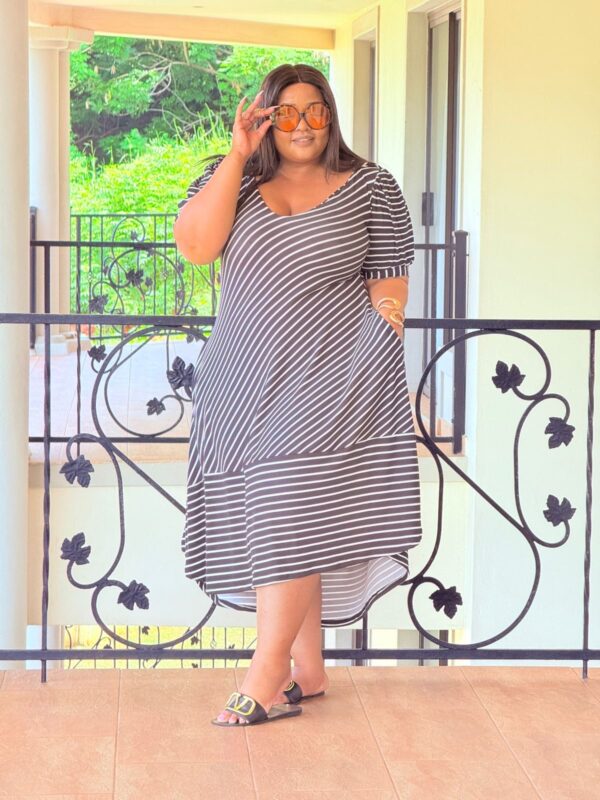 BLACK & WHITE STRIPE FABRIC DRESS - PHATGULZ 519 - Image 6