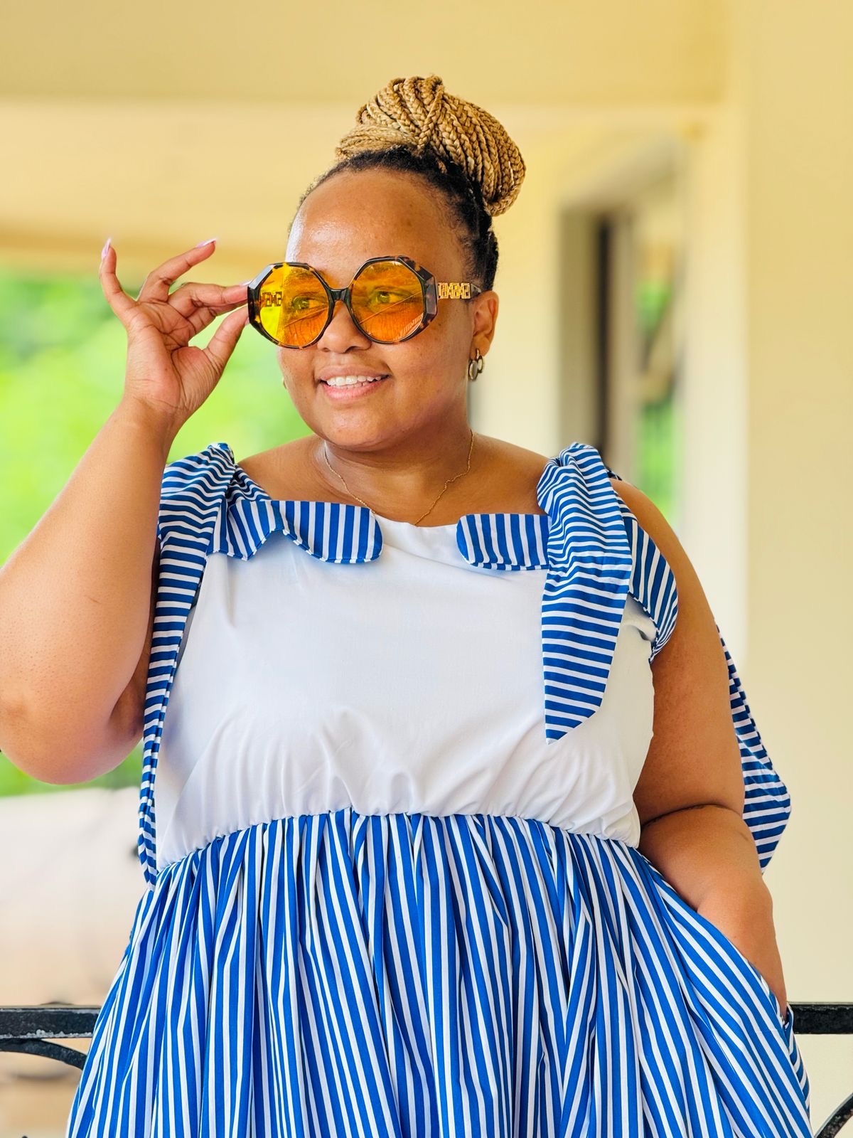 STRIPE AND POPLIN FABRIC DRESS - PHATGULZ 592 - Image 8