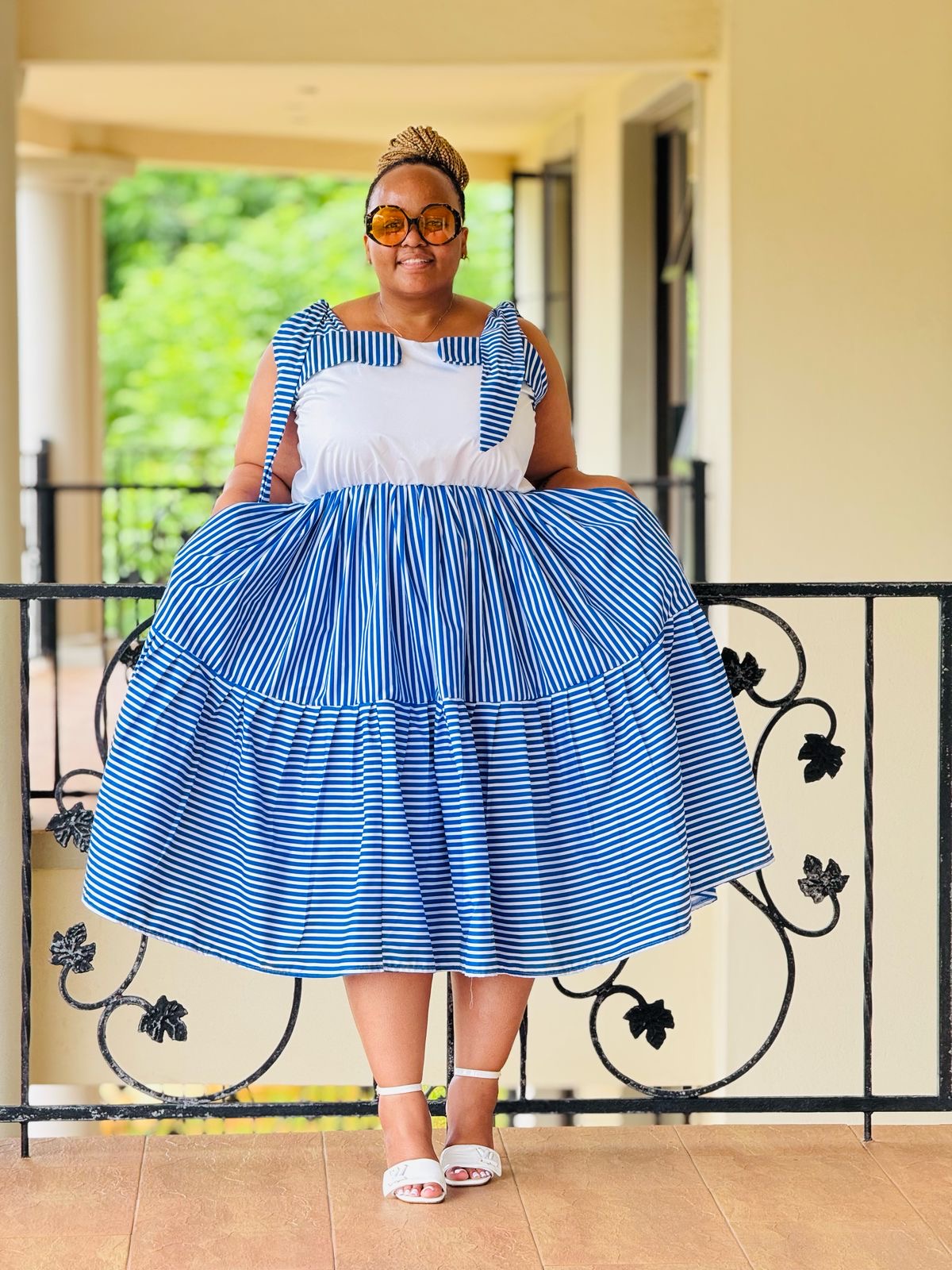 STRIPE AND POPLIN FABRIC DRESS - PHATGULZ 592 - Image 7