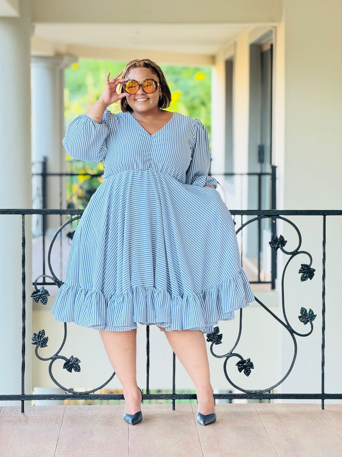 NAVY CHECK FABRIC DRESS - PHATGULZ 6755 - Phat Galz Boutique
