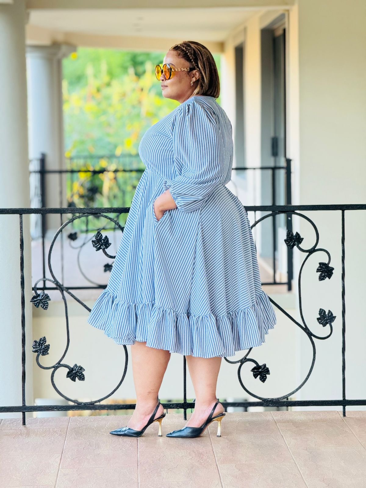 NAVY CHECK FABRIC DRESS - PHATGULZ 6755 - Phat Galz Boutique